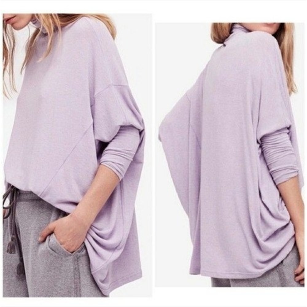 Free People We The Free Ottoman Slouchy Tunic Mock Neck Lavender XS
